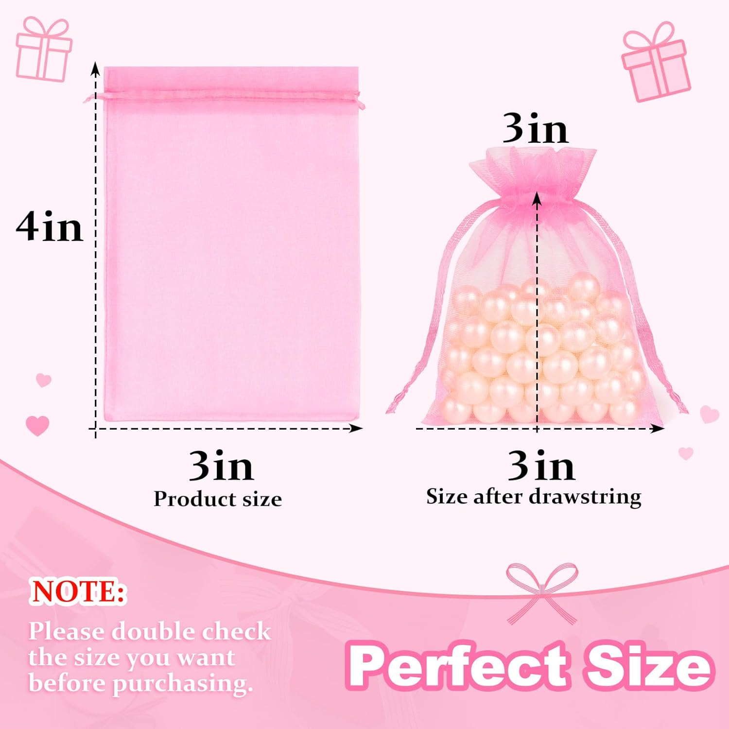 50 Pink Organza Bags 3x4 In, S - Baby Products Soap review and price