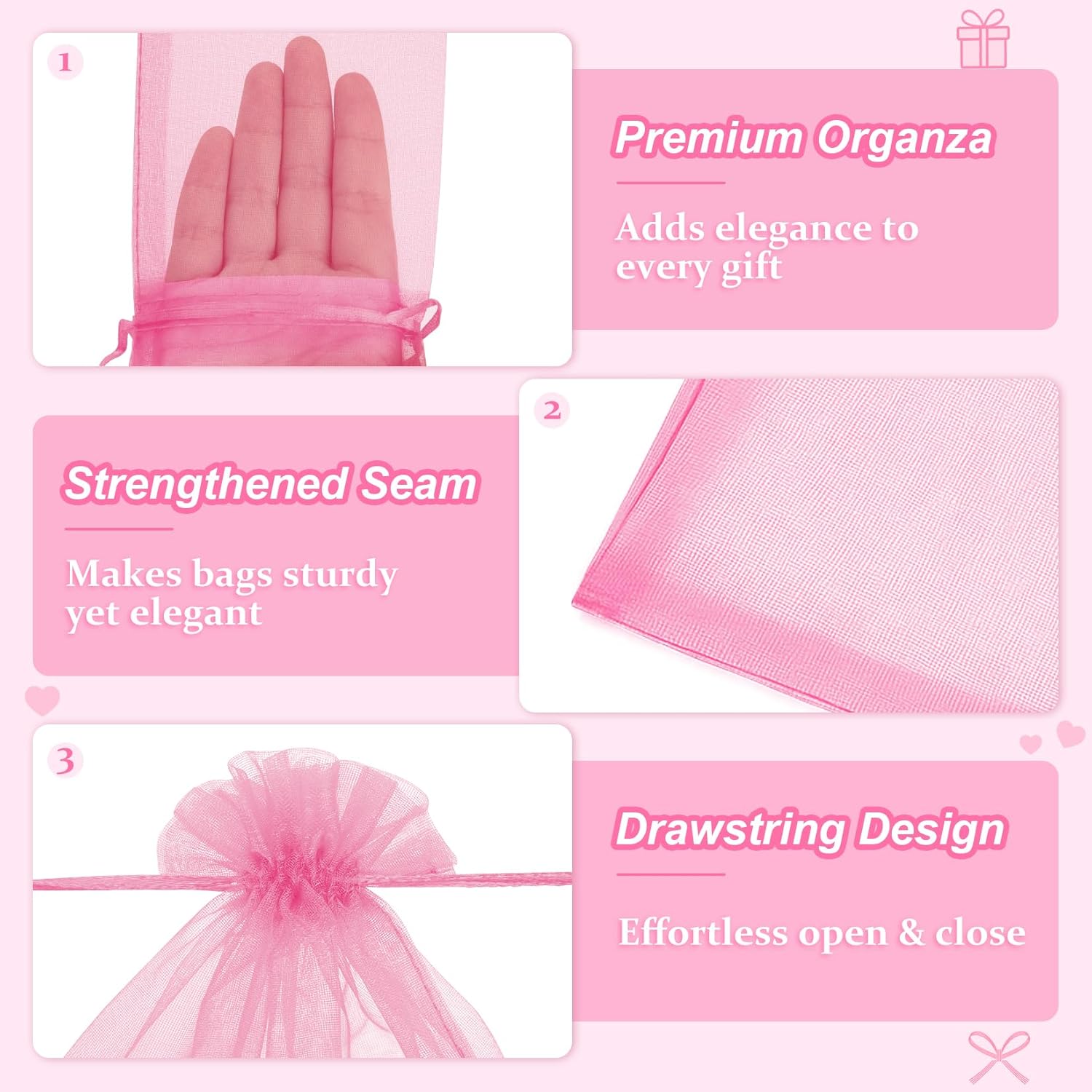 50 Pink Organza Bags 3x4 In, S - Baby Products Soap review and price